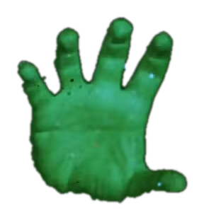 Glowing green hand